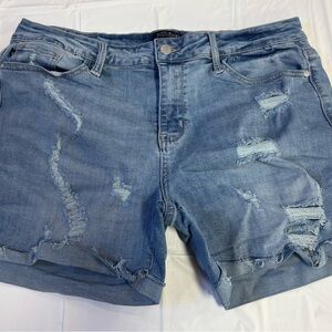 Judy Blue Medium Blue Distressed Jean Shorts